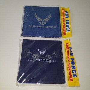 NEW 6 TOTAL Air Force Stretchable Book Cover Navy Blue Military Lot Reusable